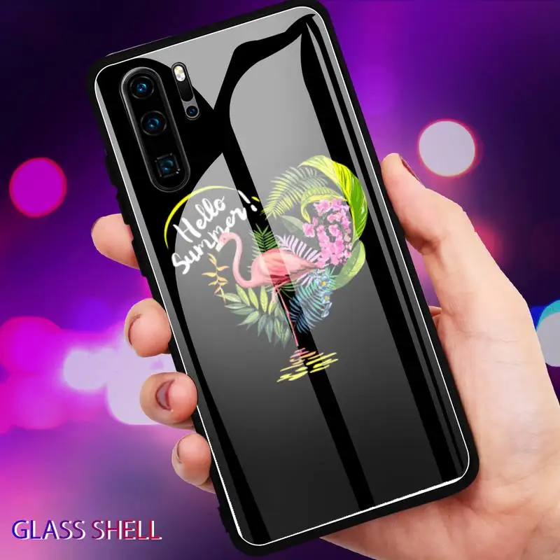 

COOL Flamingo ZOO Phone Case For Huawei P9 10Plus 20PRO P30 Lite Back Cover Tempered Glass Cases For NOVA 3E Series