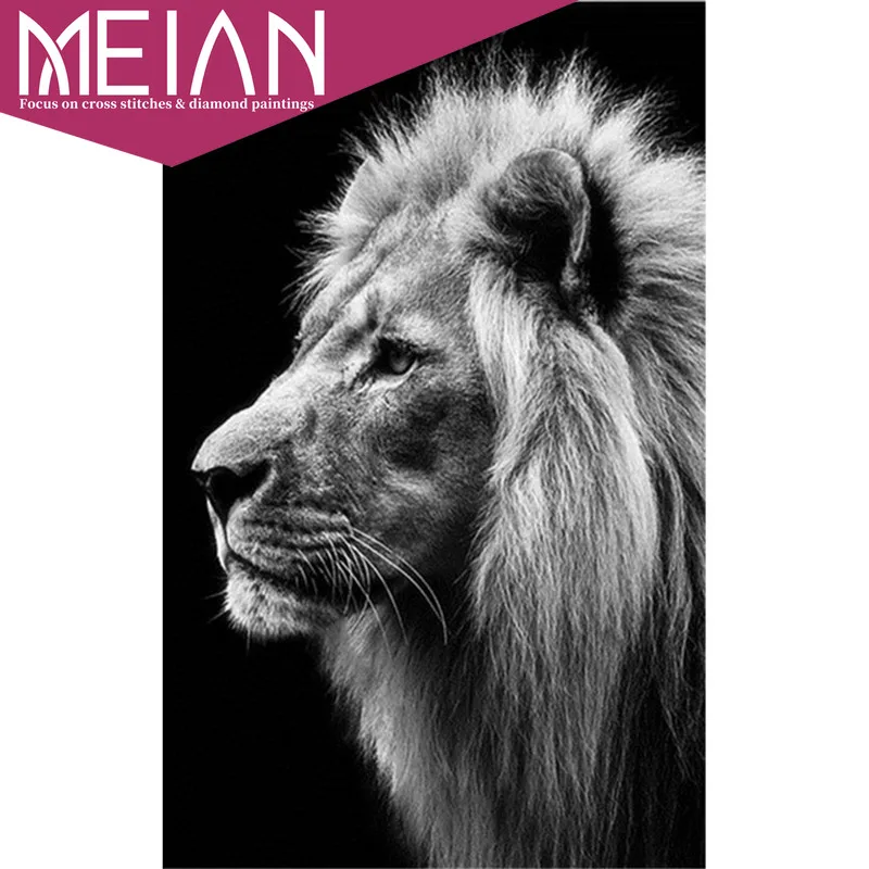 2020 Meian Lion 5D алмазная вышивка своими руками с животными ручная работа картина