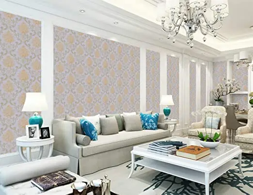 Винтажная Дамасская Цветочная настенная бумага виниловая текстурированная