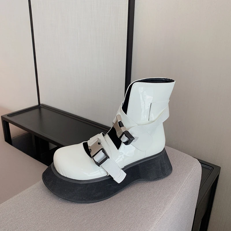 Ботинки женские в стиле ретро на платформе с высокой толстой подошвой ботинки