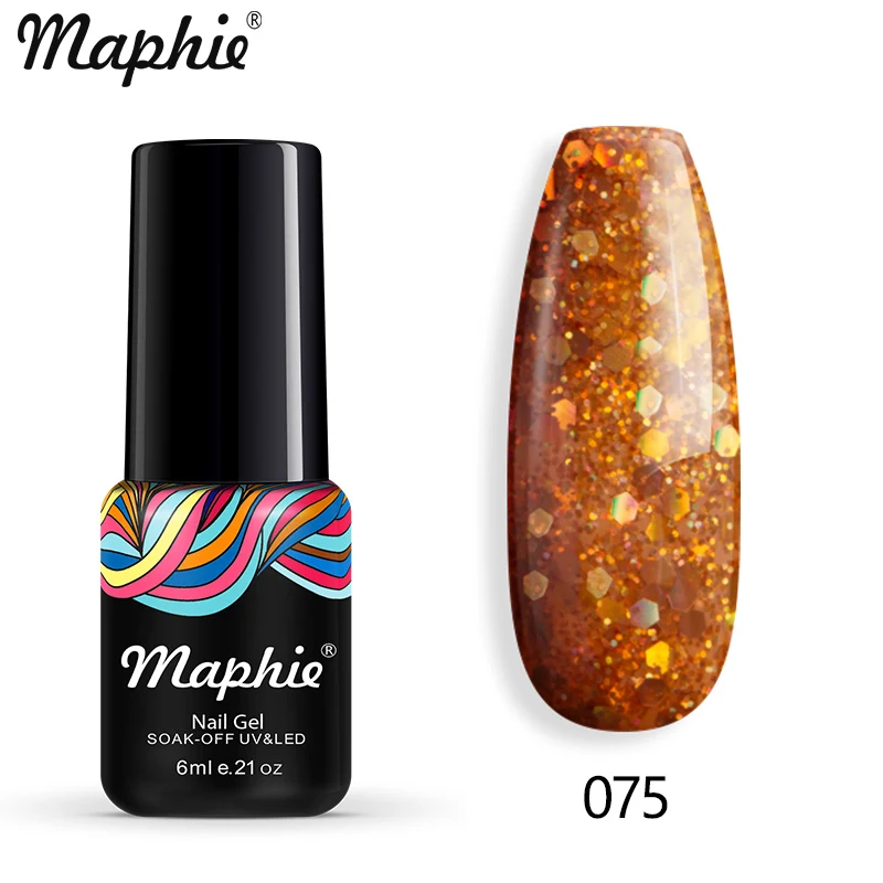 075 Maphie бриллиантовый блеск с ультрафиолетовым свечением Гель-лак для ногтей мерцающий декор с блестками Блестящий лак для ногтей полуперманентный лак Led синий гель для ногтей - Цвет: 075