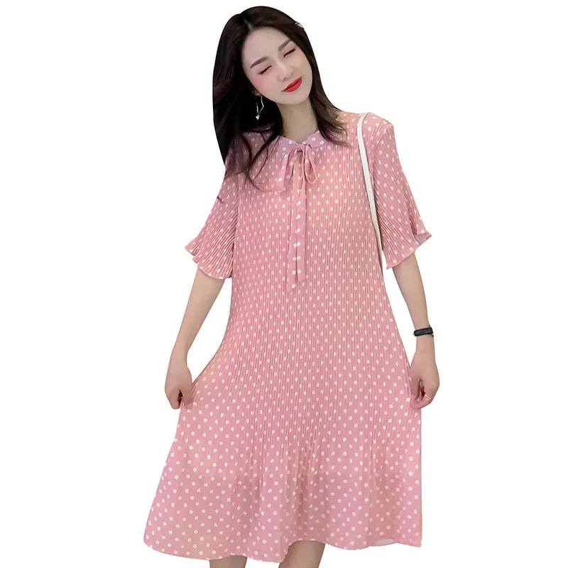 Платье для беременных с бантом бабочкой оборками Модное шифоновое платье