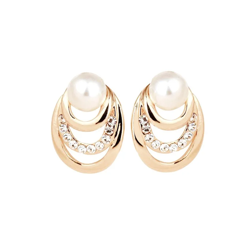 New jewelry versatile fashion elegant personalitythree-layer rhinestone colorprotecting earrings | Украшения и аксессуары