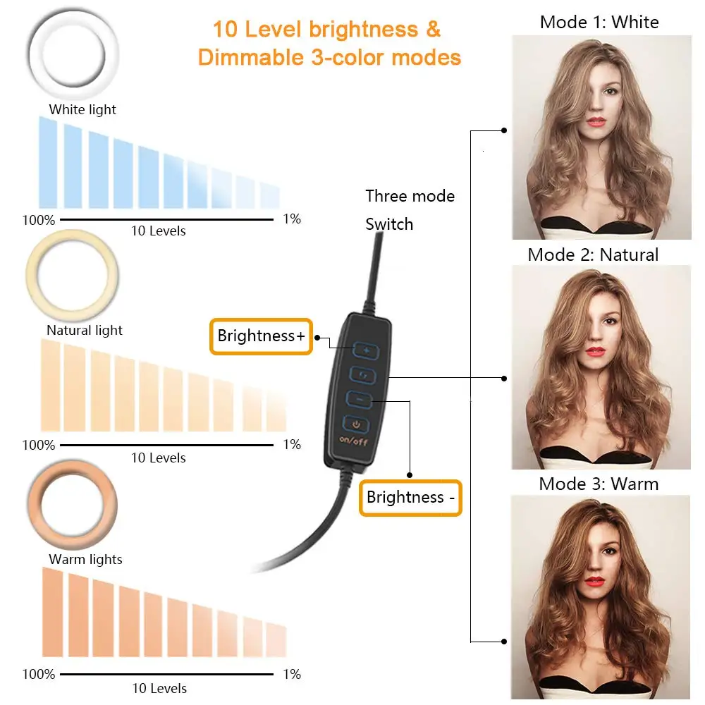 10 inch led selfie ring light with stand phone ring lamp desk photography lights for makeup youtube tiktok video ringlight free global shipping