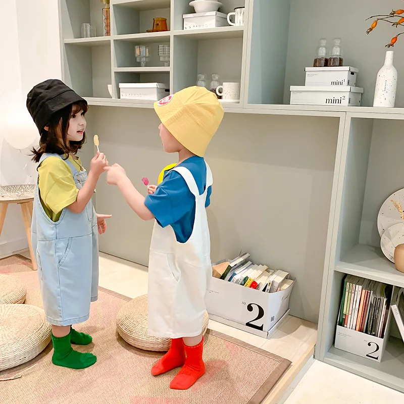 Детские свободные джинсовые комбинезоны Шорты в Корейском стиле для мальчиков и