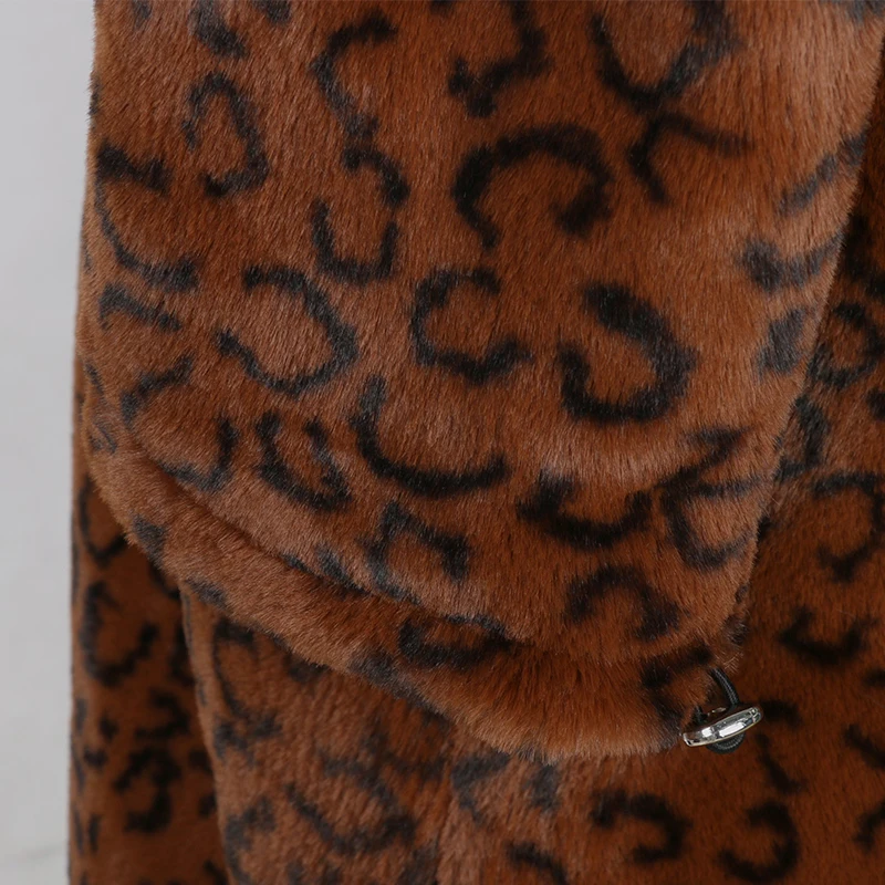

Nerazzurri leopard faux fur coat women autumn winter fluffy long sleeve leopard print plus size fake fur coat with many pockets