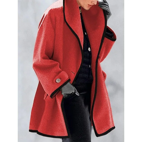 

WEPBEL Woolen Coat Women's Long Sleeve Solid Color Loose Single Button Coat Spring Autumn Leisure Turn-down Collar Woolen Coat