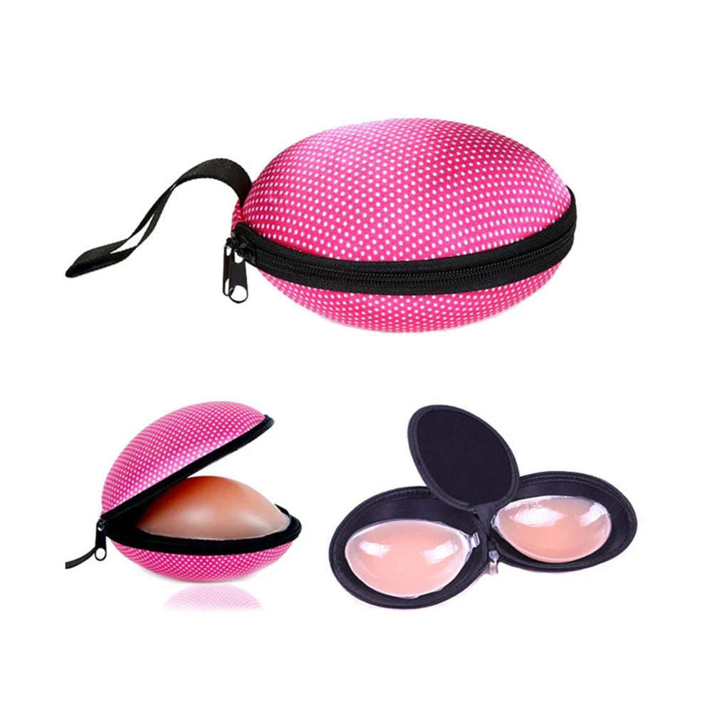 

Silicone Invisible Chest Sticker Storgage Bag Travel Underwear Packaging Box Eggshell Bra Storage Case Breast Jewelry Container