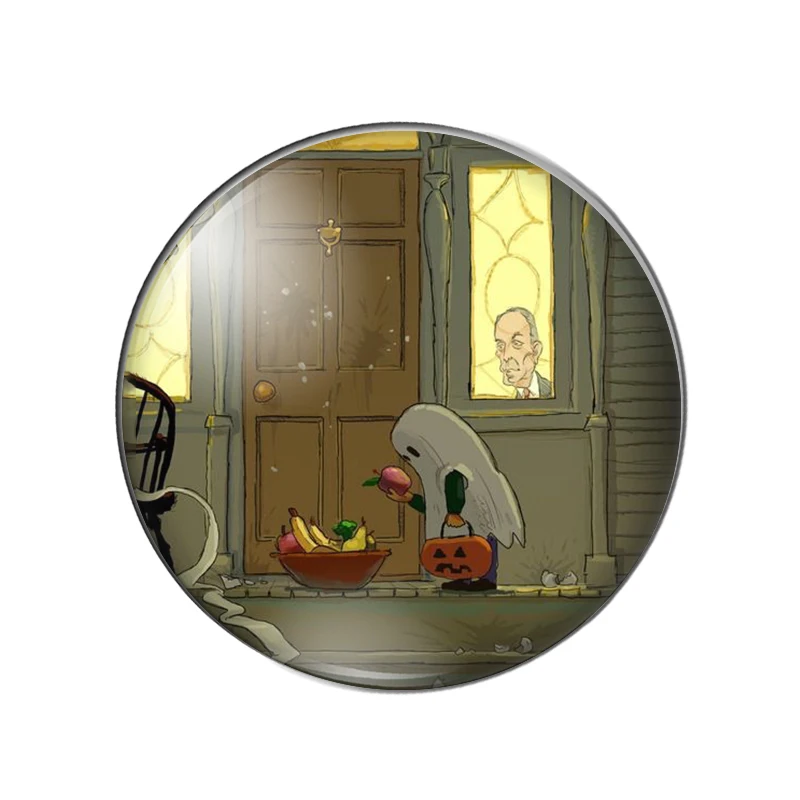 Круглый стеклянный кабошон для фото с изображением тыквы призраков на Хэллоуин 8
