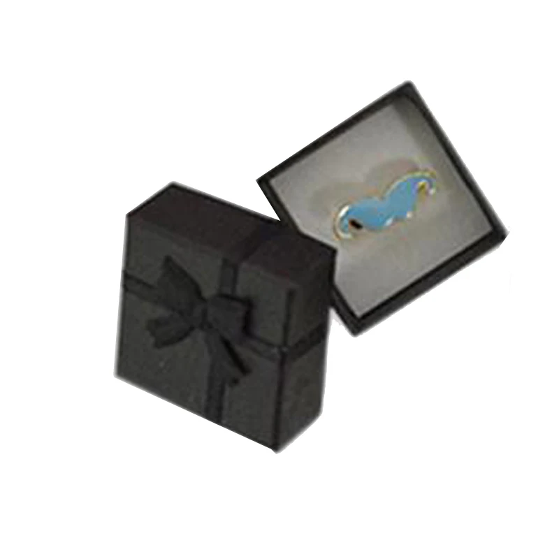 Black 4X4CM 3 размера 19 цветов бумажная лента ожерелье серьги кольцо посылка Коробка Цветочный 4*3 см 5*5 см 5*8 см органайзер для хранения ювелирных изделий Подарочная коробка - Цвет: Black 4X4CM