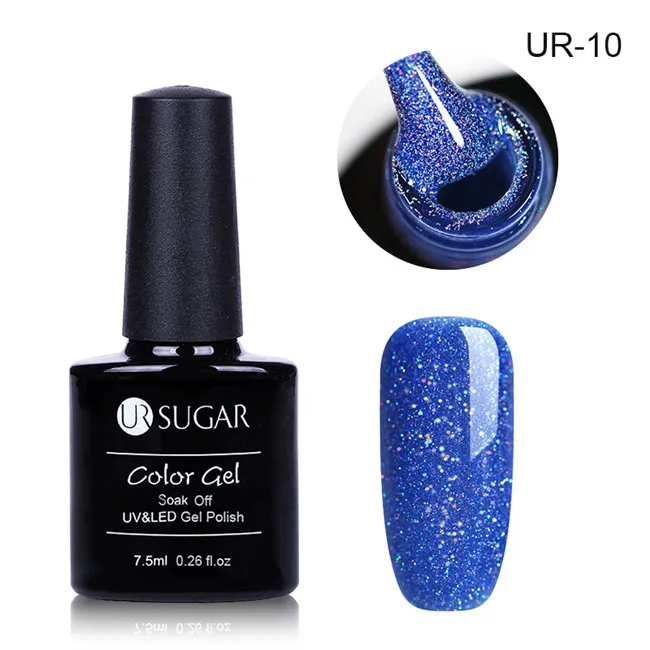 41950-10 Ur Sugar 7,5 мл голографический Блестящий Гель-лак для ногтей Черный Кристалл УФ-гель лазер блестки Гель-лак замачиваемый УФ-лак для ногтей - Цвет: 41950-10
