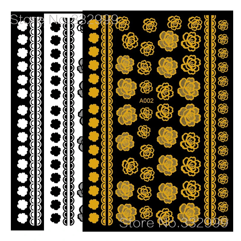 Большая наклейка для дизайна ногтей маникюрный дизайн цветок черная роскошный