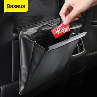baseus car seat back organizer pu leather garbage storage bag auto backseat multi pocket hanging pouch car organizer accessories