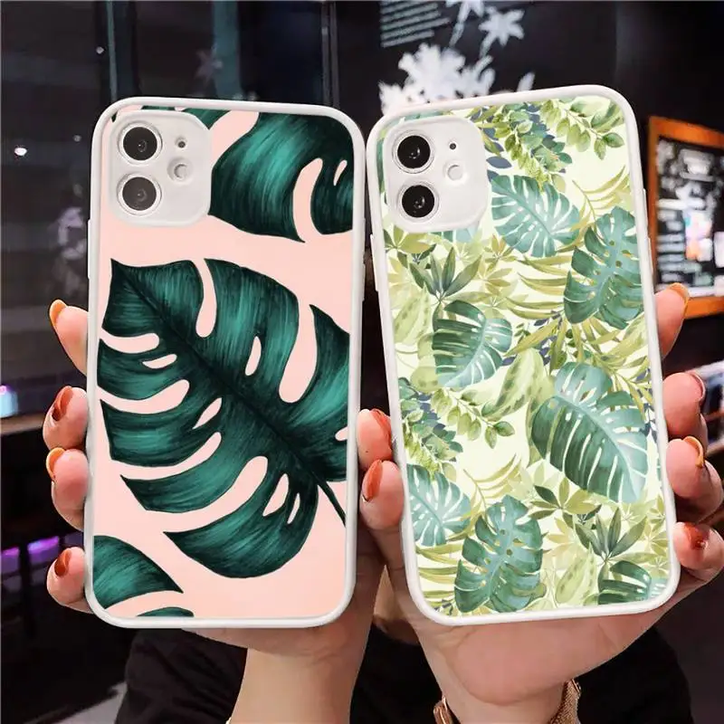 

Retro Flower Leaf Phone Case Clear matte transparent For white iPhone 7 8 x xs xr 11 12 pro plus max mini Funda