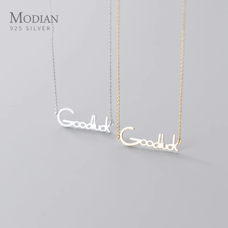 Цепочка Modian из стерлингового серебра 925 пробы с подвеской буквой Goodluck