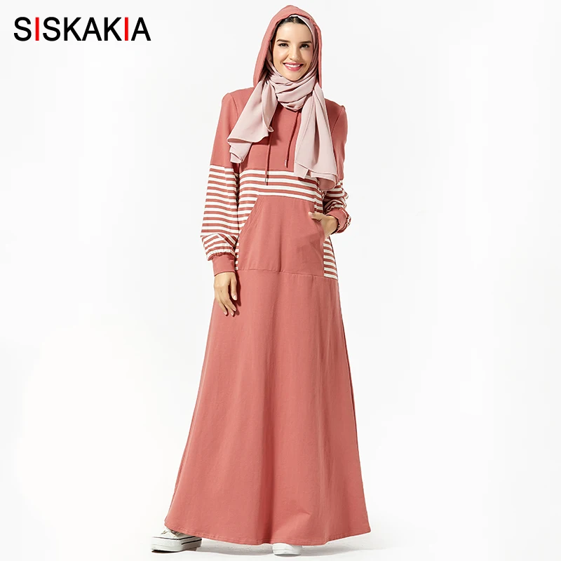 pink Red dress Siskakia Качественные платья с капюшоном, Длинные свободные платья размера плюс, Повседневная Толстовка, платье до щиколотки, зимняя спортивная одежда, синий передний карман - Цвет: pink Red dress