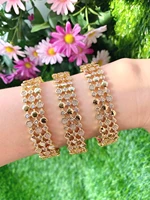 new arrival elegant gold plated cubic zirconia crystal cuff bracelets modern bangle jewelry
