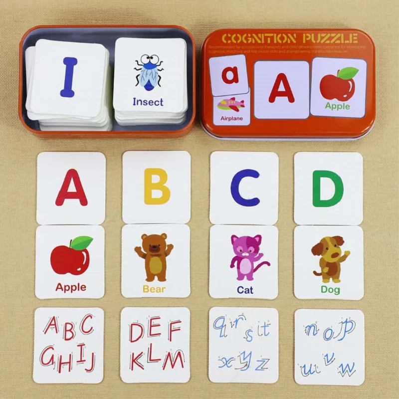 

Baby Toys Montessori wooden Cognitive Pair Puzzle Card Toy For Kids Learning Education Vehicle/Fruit/Animal/Life Set Puzzle Gift