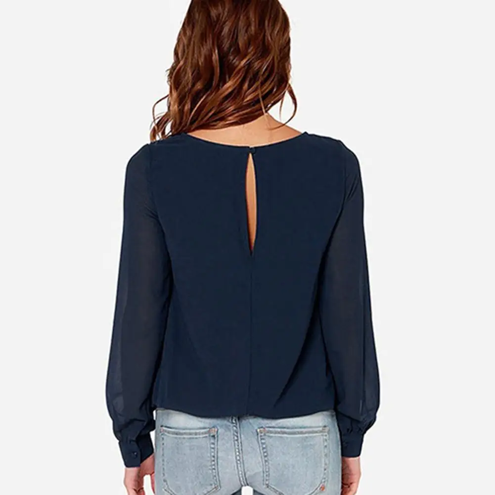 Women\'s Fashion Loose Sexy T-shirt Long Sleeve Chiffon Casual Blouse Shirt Tops Clearance Sale Items