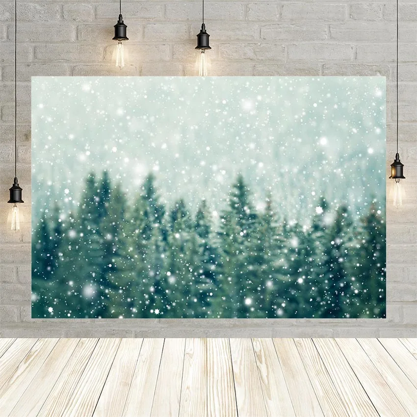

Avezano Winter Christmas Phtography Background Snow Forest Green Tree Baby Portrait Decoration Backdrop Photocall Photo Studio