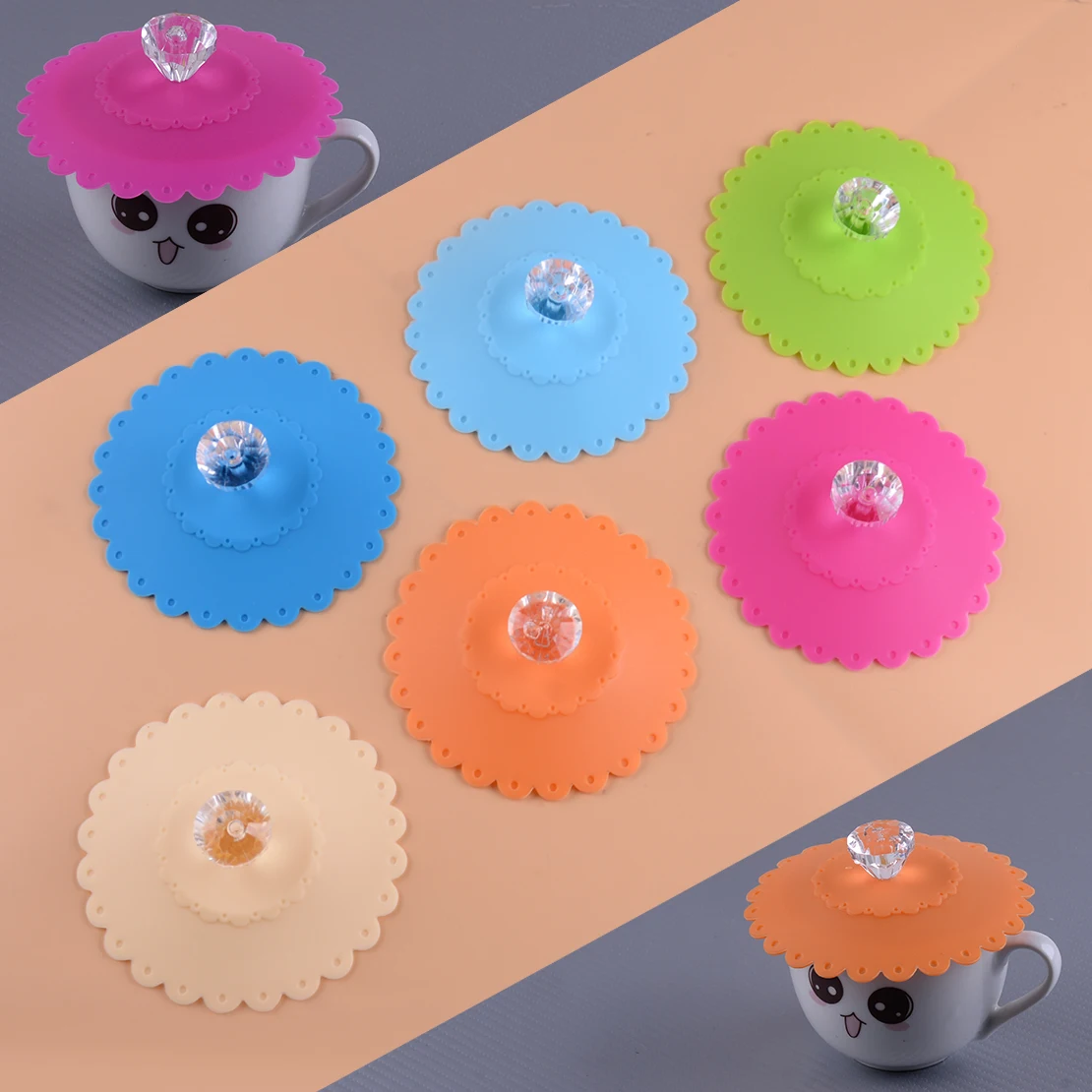 

LETAOSK 6 Set Reusable Cute Silicone Leakproof Dustproof Suction Seal Cup Lid Cap Cover Glass Drink Coffee Mug
