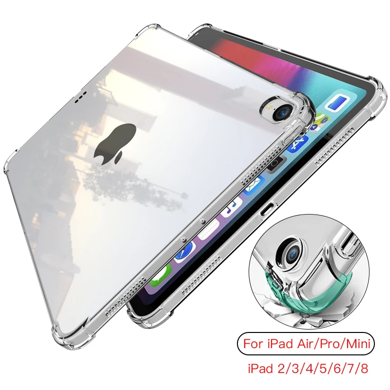 

Para el nuevo iPad 7 8 102 97 2018 2020 5 6 Air 109 2 3 4 Carcasa de silicona TPU transparente cubierta para iPad AiriPad Pro 10