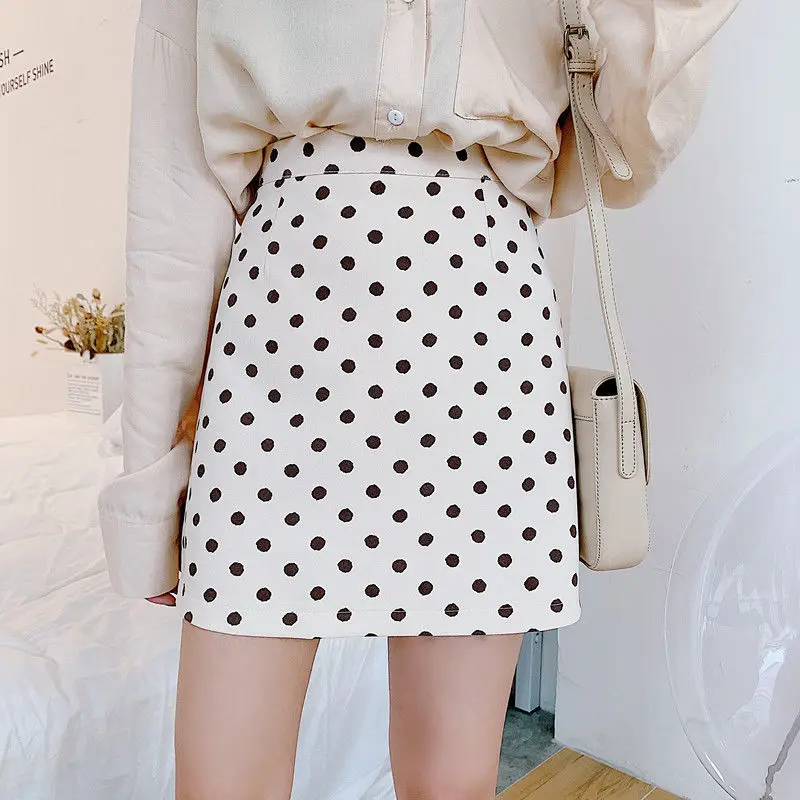 

New wave dot skirt in spring and summer of 2020 summer women's Korean high waist and thin versatile A-line skirt