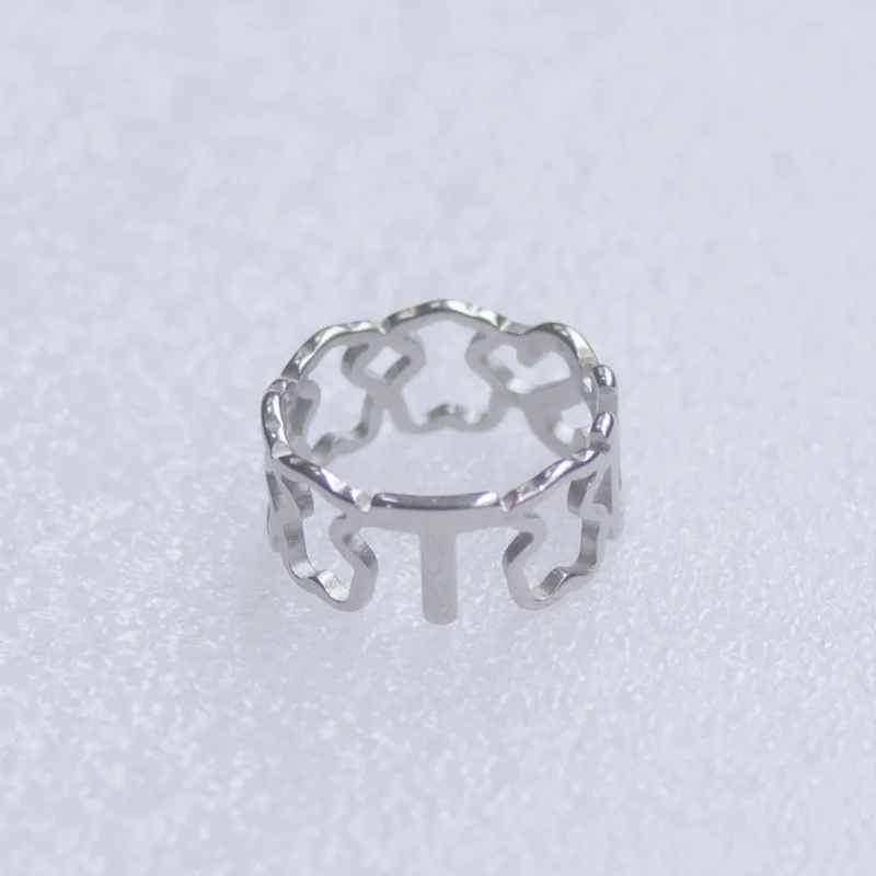 

Hot Sell T Letter Hollow US Rings New Style Stainless Steel Ring For Best Gift Lover Cute Style Wholesale Price