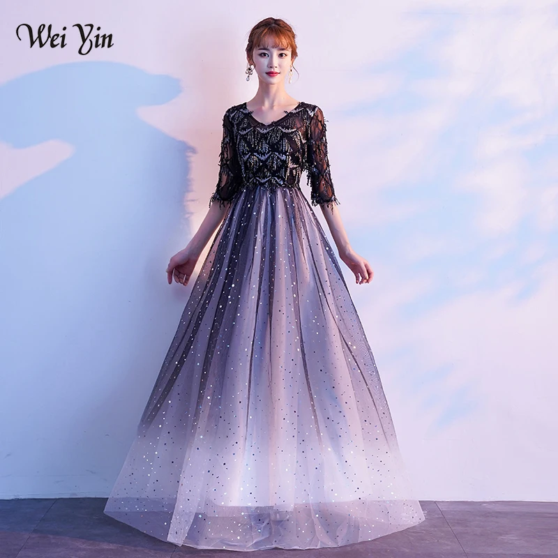 AE0109 wei yin шикарное вечернее женское платье 2019 v образный вырез А силуэт Половина