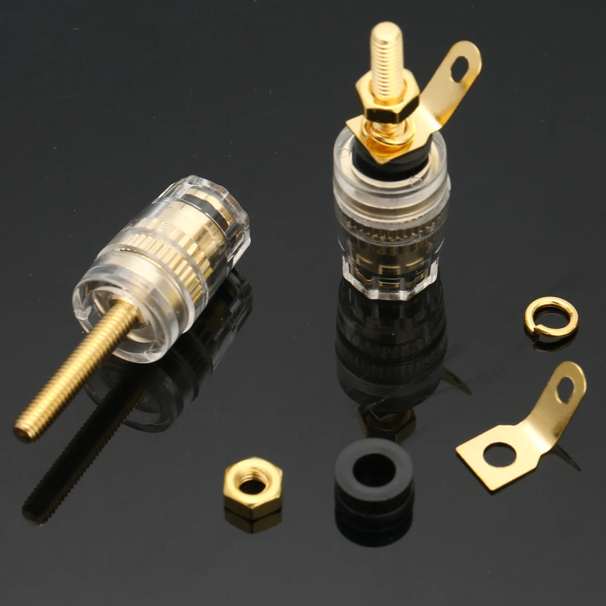 

8pcs 42mm Gold Plated Speaker Terminal Binding Posts 4mm Banana Socket Binding Post Audio Jack Binding Posting Connector