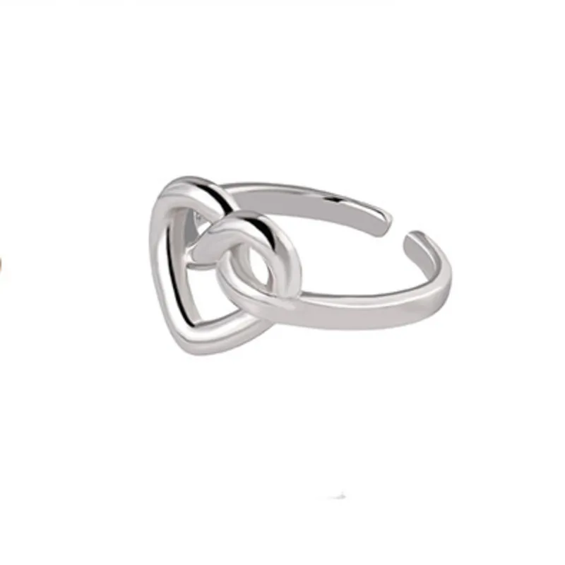 

925 Sterling Silver Heart Shape Rings Gift For Women Geometric Minimalist Design Open Hollow Out Ring Accessories Of Jewelry
