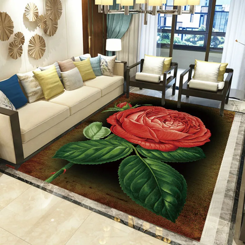 

Fashion 3D rose pattern carpet living room bedroom carpet home corridor carpet