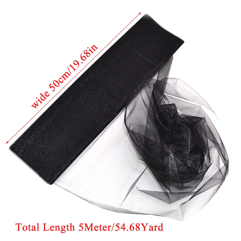 

New 5Meter/lot Sheer Crystal Organza Tulle Roll Fabric for Wedding Party Decoration Organza Chair Sashes Width 50cm Home Decor