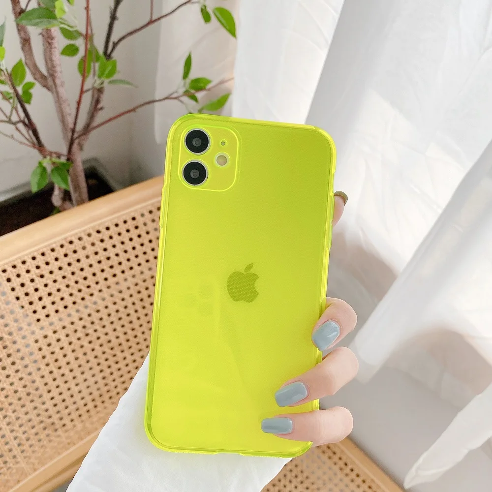 10pcs camera protective phone case for iphone 12 mini 11 pro xr xs max 7 8 plus x se2 soft tpu colorful fluorescent clear cover free global shipping