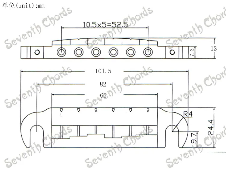 Набор Бридж для 6-струнных гитар с обмоткой большой тип хромированный черный на