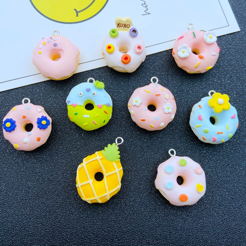 

10pcs Resin Cute Newest Kawaii Donut Charm Pendant for Keychain, Earring, Scrapbooking, DIY Jewelry Making, Necklace