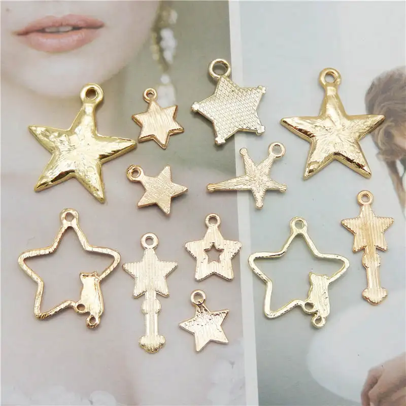 Джули Wang 12 шт. эмалью Подвески звезды смешанных цветов Волшебная Палочка из