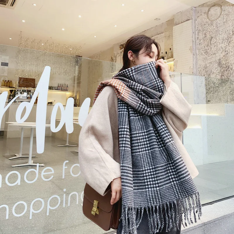 

2020 зимние шарфы для девушек, новая шаль из искусственного кашемира с бахромой, теплый шарф, оптовая продажа