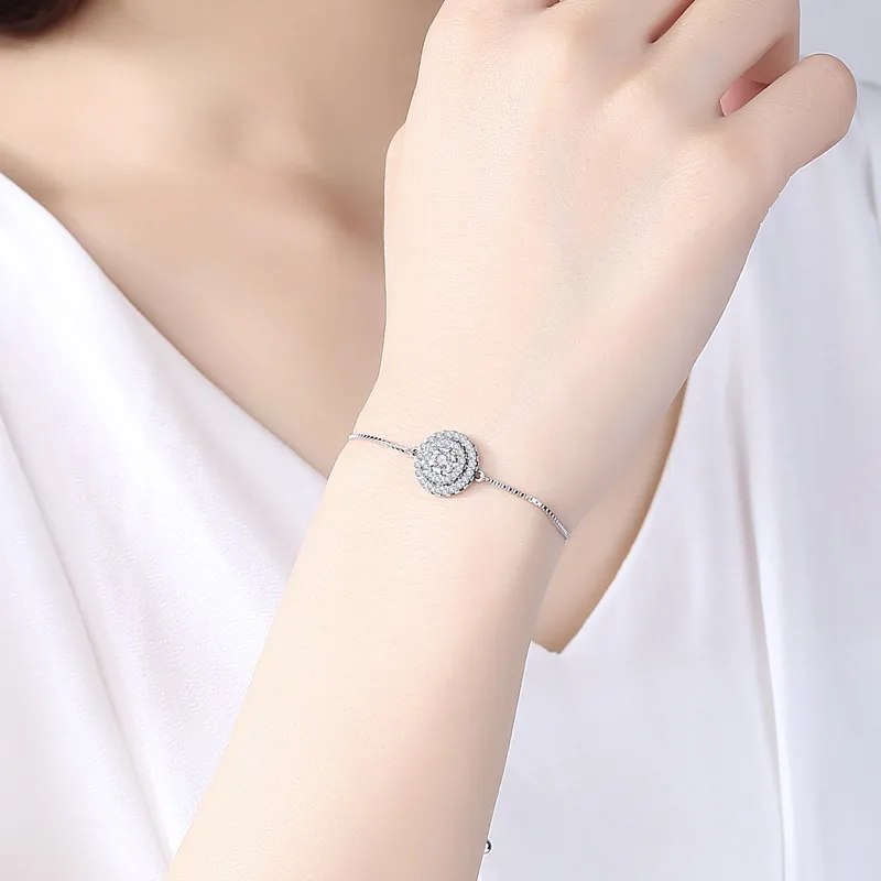 TONGZHE подлинный Браслет из стерлингового серебра 925 пробы Теннисный браслет с