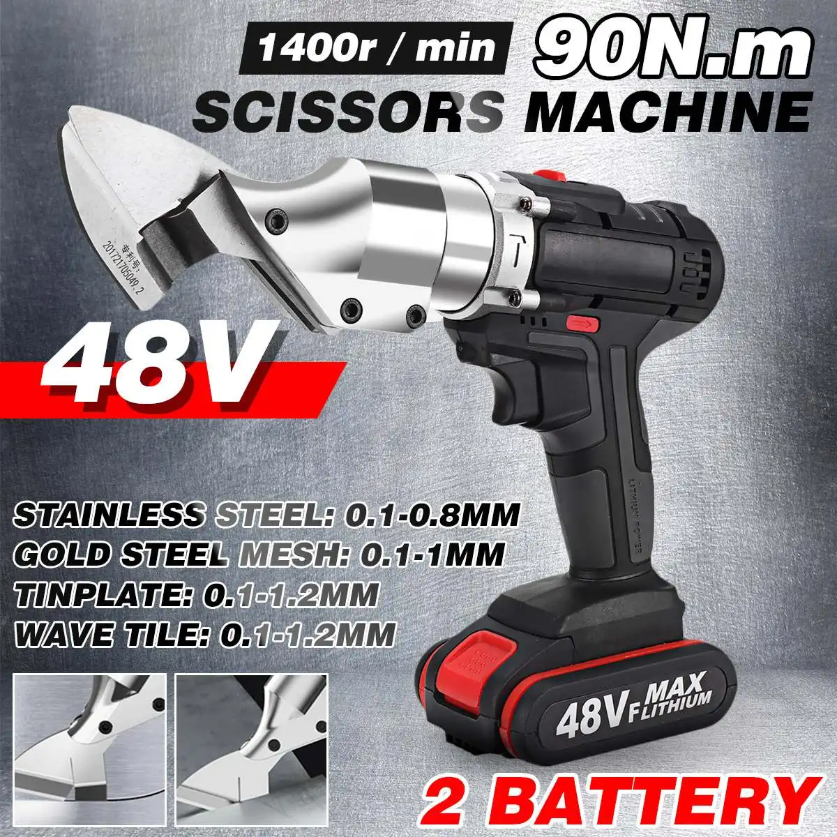 

48V Electric Scissors Machine 90N.M Professional Metal Cutting Tools for Makita battery Rechargeable Punching Scissors Tool