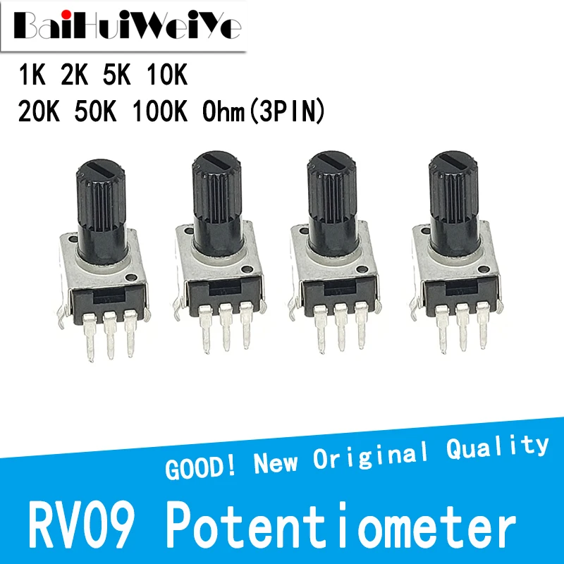 10 шт./лот RV09 Вертикальная 12 5 мм вал 1K 2K 5K 10K 20K 50K 100K 0932 регулируемый резистор 9 Тип 3Pin