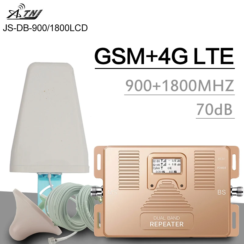ATNJ 900/1800 двухдиапазонный мобильный усилитель сигнала GSM DCS/LTE ретранслятор сигнала сотового телефона B8 B3 Boost Voice 2g 4g LTE усилитель 70 дБ
