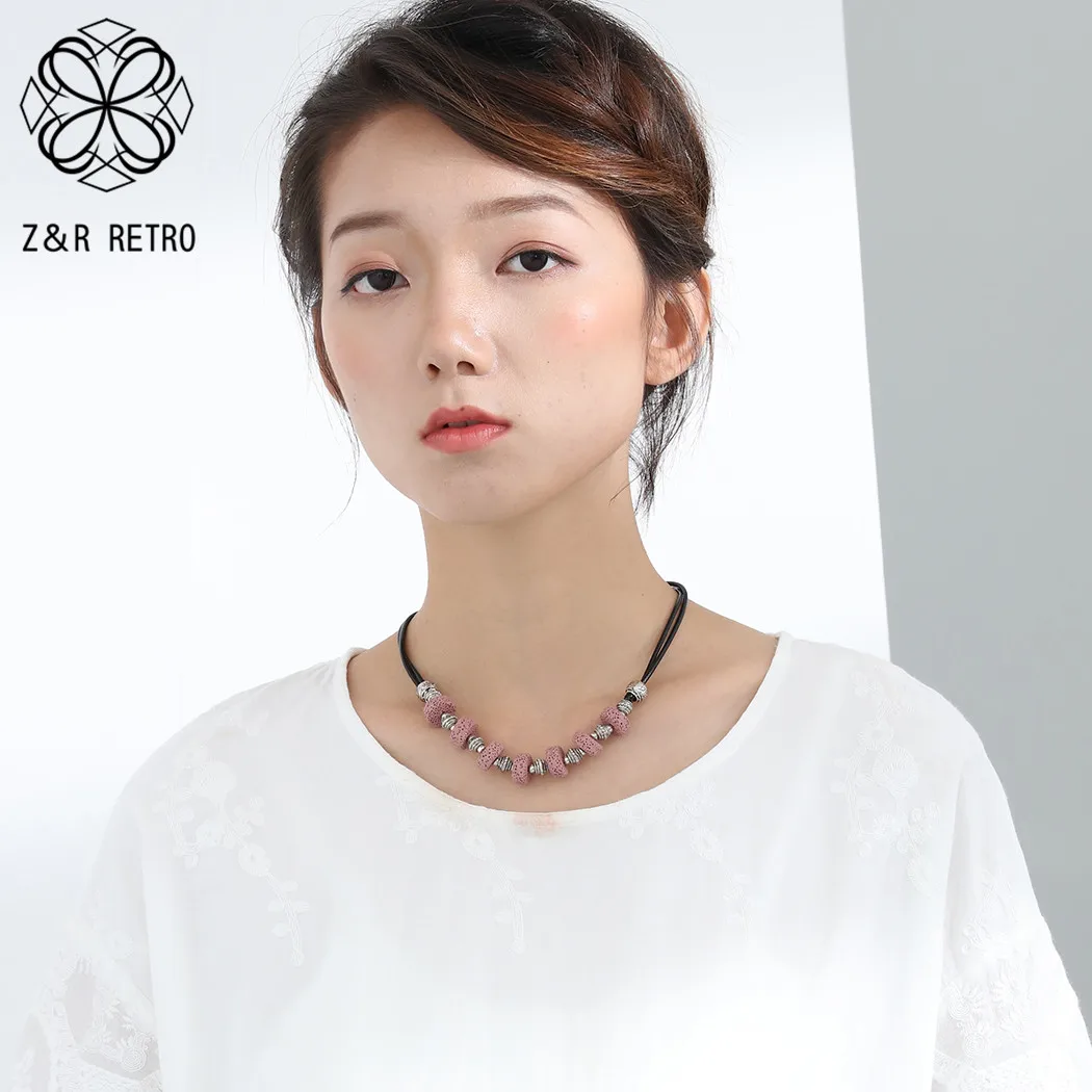 Винтажное ювелирное изделие из вулканического камня регулируемая Женская цепь