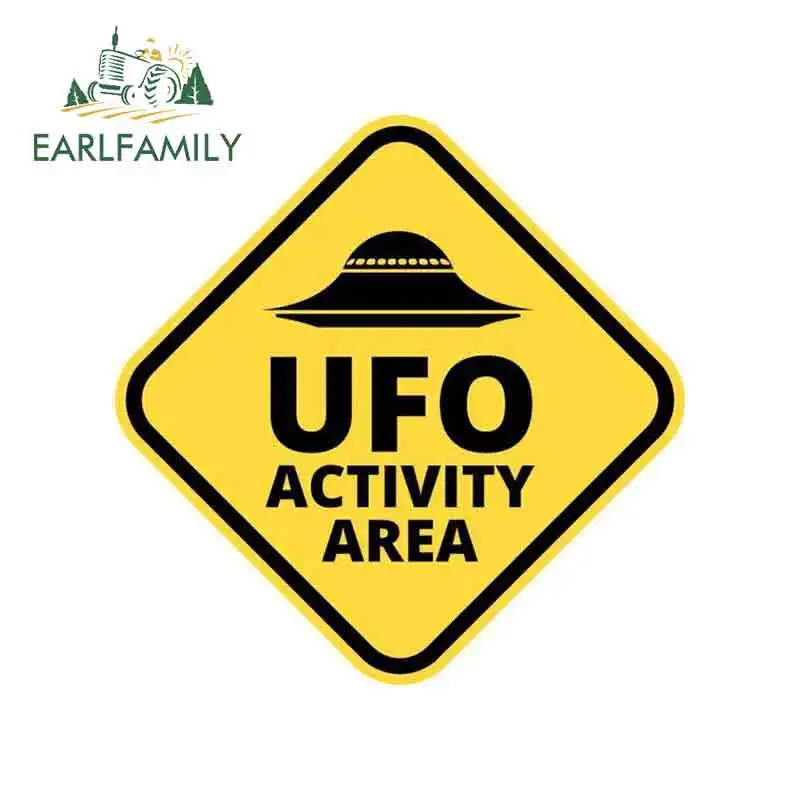

EARLFAMILY 13cm x 13cm UFO Decal Activity Area Caution Car Vinyl Truck Window Car Bumper Sticker