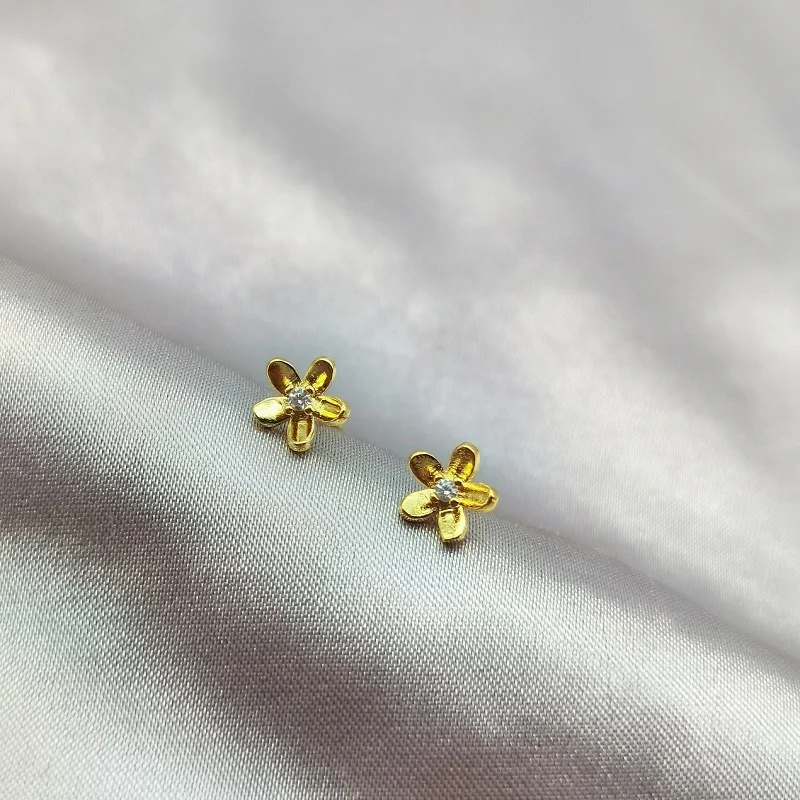 

Fashion Wedding Jewelry Earring Plated 14K Gold Zircon S925 Silver Needle Charm Piercing Stud Earrings for Women Accessories