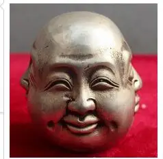Декоративная латунная редкая китайская тибетская статуя с 4 лицами головы Будды