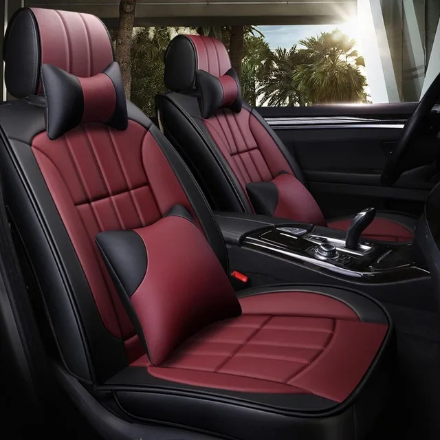 Deluxe Black Red Роскошные кожаные чехлы для сидений автомобиля toyota lc200 mark 2 premio prius 20 30 rav 4 rav4 tundra venza verso - Название цвета: Deluxe Black Red