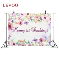 levoo colored flowers theme backdrop polyester happy 1st birthday party decoration background banner props photophone photo zone