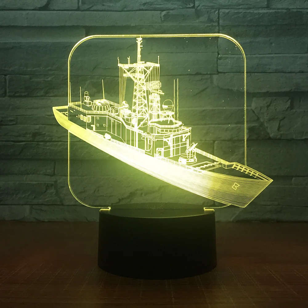 [Seven Neon] парусная лодка корабль яхта акриловая 7 цветов настольная лампа 3D новинка