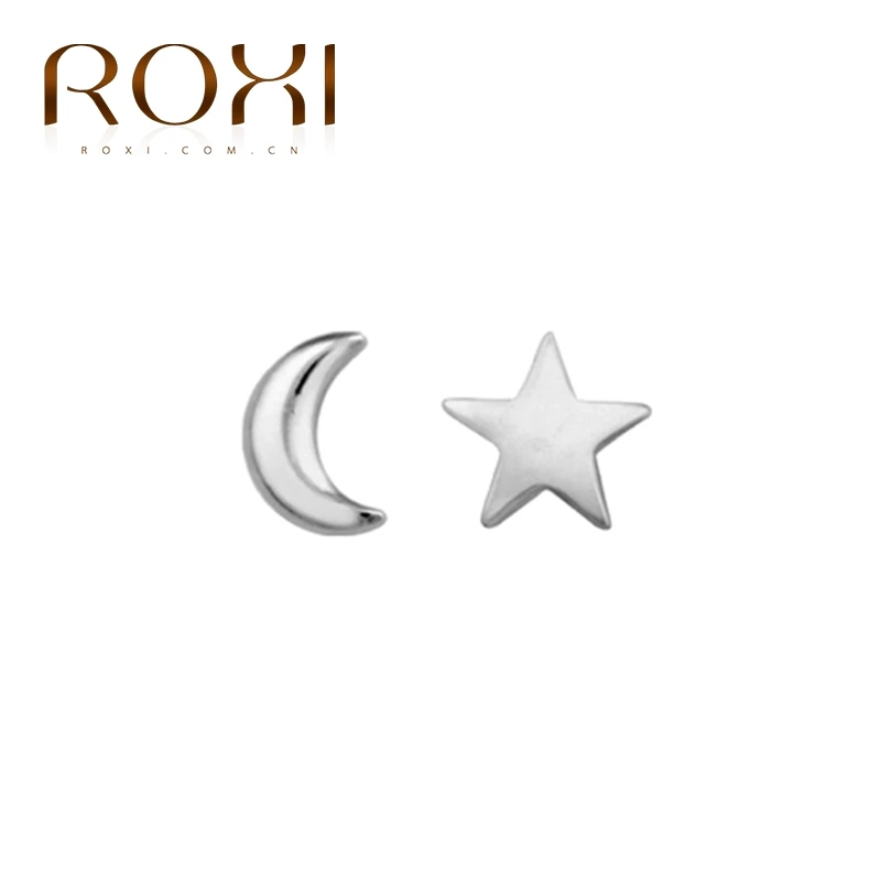 Женские Асимметричные блестящие серьги-гвоздики ROXI INS с Луной и звездами